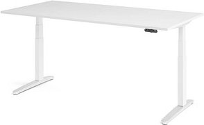 HAMMERBACHER XBHM2E elektrisch höhenverstellbarer Schreibtisch weiß rechteckig, C-Fuß-Gestell weiß 200,0 x 100,0 cm