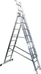 SZ Metall Vielzweckleiter silber 3x 9 Sprossen, H: 543,0 cm