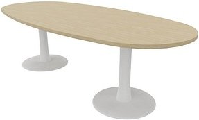 Thumbnail - Quadrifoglio Konferenztisch Idea+ eiche oval, Säulenfuß weiß, 240,0 x 110,0 x 74,0 cm
