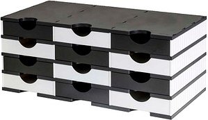 styro Sortierstation styrodoc duo Standard schwarz/weiß mit 12 Fächern