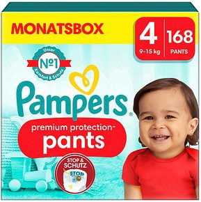 Pampers® Windeln premium protection™ Monatsbox Größe Gr.4 (9-15 kg) für Babys und Kleinkinder, 168 St.