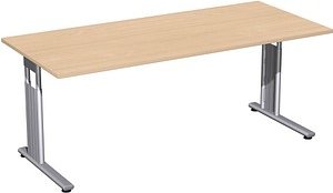 Thumbnail - geramöbel Flex höhenverstellbarer Schreibtisch ahorn rechteckig, C-Fuß-Gestell silber 180,0 x 80,0 cm