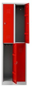 Gürkan Spind lichtgrau, feuerrot 105934, 4 Schließfächer 60,0 x 50,0 x 195,0 cm