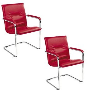 2 Nowy Styl Besucherstühle Rumba RUMBA CHROM V79N rot Kunstleder