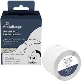 MediaRange Etikettenrolle für Etikettendrucker ersetzt DYMO 99014/S0722430 weiß, 54,0 x 101,0 mm, 1 x 220 Etiketten