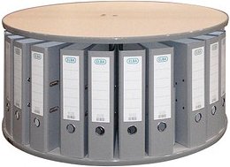 reef Tisch-Ordnerdrehsäule hellgrau bis zu 24 Ordner, Etagen einzeln drehbar, H: 44,0 cm