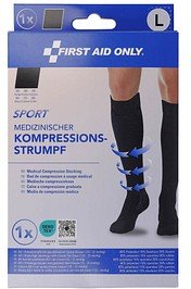 FIRST AID ONLY® Kompressionsstrümpfe, geschlossene Spitze SPORT schwarz Größe L 1 St.
