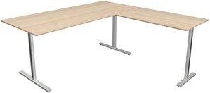 Kerkmann Form 1 Schreibtisch ahorn rechteckig, T-Fuß-Gestell silber 180,0 x 80,0 cm