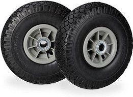 relaxdays Sackkarrenräder luftbereift schwarz, grau Vollgummi Felgen, Achse 2,0 cm