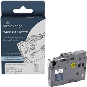 MediaRange Schriftband ersetzt brother TZe-221 MRBTZ221 ersetzt brother TZ-221/TZe-221, 9 mm schwarz auf weiß, 1 St.