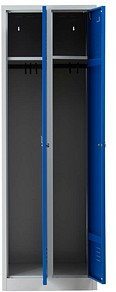 Gürkan Spind lichtgrau, enzianblau 103492, 2 Schließfächer 60,0 x 50,0 x 180,0 cm