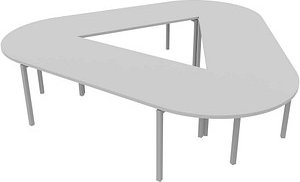 Quadrifoglio Konferenztisch Idea+ lichtgrau Trapezform, Vierkantrohr alu, 320,0 x 298,0 x 74,0 cm