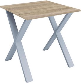 VCM my office Lona Schreibtisch sonoma-eiche quadratisch, X-Fuß-Gestell silber 80,0 x 80,0 cm