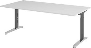 HAMMERBACHER VXB2E höhenverstellbarer Schreibtisch lichtgrau rechteckig, C-Fuß-Gestell grau 200,0 x 100,0 cm