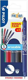 PILOT FRIXION ball CLICKER Tintenroller schwarz, rot, grün, blauschwarz, blau 0,4 mm, Schreibfarbe: farbsortiert, 1 Set