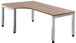 HAMMERBACHER Prokura höhenverstellbarer Schreibtisch nussbaum L-Form, 5-Fuß-Gestell silber 200,0 x 120,0 cm