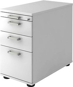 HAMMERBACHER Solid Standcontainer weiß 4 Auszüge Stahl-Bügelgriff chrom, gebürstet 42,8 x 80,0 x 72,0 - 76,0 cm