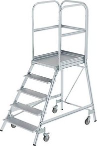 MUNK Podestleiter 50105 fahrbar silber 5 Stufen, H: 220,0 cm