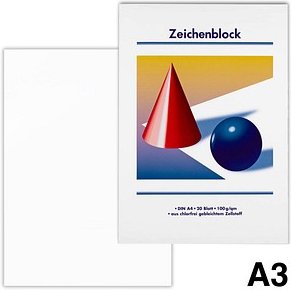 Zeichenblöcke Kugel und Kegel DIN A3 100 g/qm, 20 Blatt, 5 Blöcke