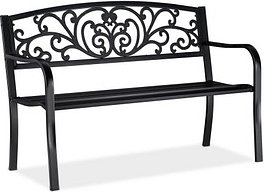 Thumbnail - relaxdays Gartenbank 10026114_0 schwarz Metall 127,0 cm