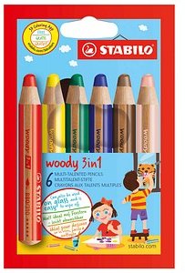 STABILO woody 3 in 1 Buntstifte farbsortiert, 6 St.
