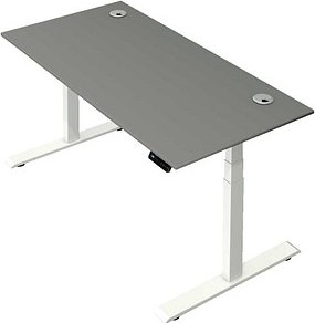 Kerkmann Move 2 Plus elektrisch höhenverstellbarer Schreibtisch grafit rechteckig, T-Fuß-Gestell weiß 160,0 x 80,0 cm
