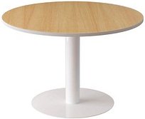 meet powered by PAPERFLOW Mehrzwecktisch buche rund, Säulenfuß weiß, 115,0 x 115,0 x 75,0 cm