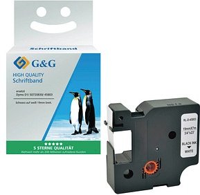 G&G Schriftband D1 ersetzt Dymo 45803 15574, 19,0 mm schwarz auf weiß