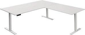 Kerkmann Move 3 elektrisch höhenverstellbarer Schreibtisch weiß L-Form, T-Fuß-Gestell weiß 200,0 x 100,0 cm