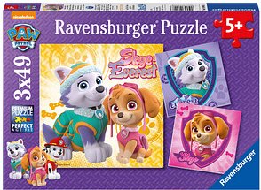 Ravensburger Paw Patrol Bezaubernde Hundemädchen Puzzle, 3 x 49 Teile