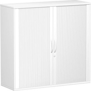 geramöbel Flex Rollladenschrank weiß, silber 2 Fachböden 120,0 x 42,5 x 118,2 cm