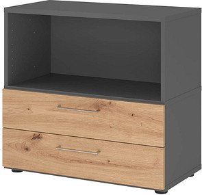 Thumbnail - HAMMERBACHER Regalschrank FlexWall, VFW28S2KG/G/R/BS grafit, asteiche 80,0 x 40,0 x 74,6 cm, 1 St.