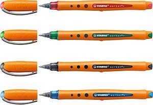 STABILO worker®+ Tintenroller orange 0,5 mm, Schreibfarbe: farbsortiert, 4 St.