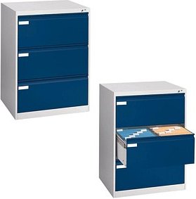 CP C 2000 Acurado Hängeregistraturschrank lichtgrau, blau 3 Schubladen 78,7 x 59,0 x 104,5 cm