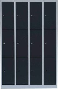 LÜLLMANN Schließfachschrank anthrazit, lichtgrau 520348, 12 Schließfächer 117,0 x 50,0 x 180,0 cm