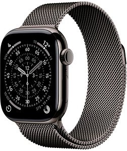 Apple Watch Series 11 42 mm Titan (GPS+Cellular) Milanaise Armband S/M schiefer