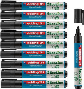 Thumbnail - edding 31 Ecoline Flipchart-Marker schwarz 1,5 - 3,0 mm, 10 St.