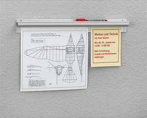 Catch-ball Infoboard Klemmleiste 50,0 cm silber selbstklebend, Wandmontage, 1 St.