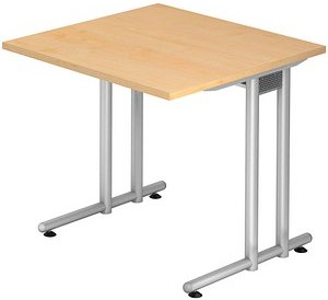 HAMMERBACHER NS08 Schreibtisch ahorn quadratisch, C-Fuß-Gestell silber 80,0 x 80,0 cm