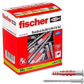 Thumbnail - fischer DuoSeal 6x38 S PH TX A2 2K 557727 Dübel mit Schrauben Ø 6 mm x 38 mm, 50 St.