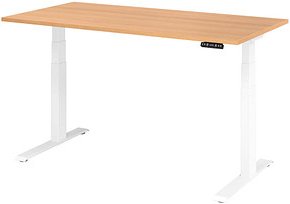 HAMMERBACHER XDKB16 elektrisch höhenverstellbarer Schreibtisch eiche rechteckig, C-Fuß-Gestell weiß 160,0 x 80,0 cm