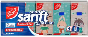 GUT&GÜNSTIG Taschentücher sanft weich & sicher - Designedition 4-lagig weiß, 15x 10 Tücher