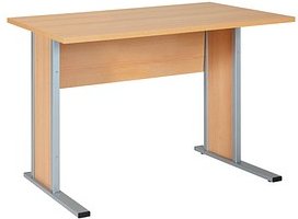 MÖBELPARTNER Schreibtisch buche rechteckig, Kufen-Gestell silber 90,0 x 65,0 cm