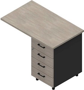 Quadrifoglio Standcontainer dunkelgrau, beton 4 Auszüge Kunststoff-Stangengriff dunkelgrau 100,0 x 60,0 x 75,0 cm