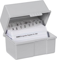 Thumbnail - HAN A8 Karteikasten DIN A8 für 200 Karteikarten lichtgrau mit Deckel
