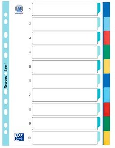 OXFORD Ordnerregister DIN A4 Vollformat blanko farbig 10-teilig, 1 Satz