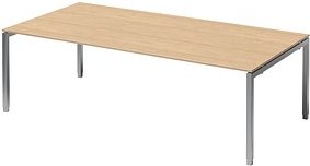 BISLEY Konferenztisch Cito ahorn, silber rechteckig, 4-Fuß-Gestell silber, 240,0 x 120,0 x 65,0 - 85,0 cm