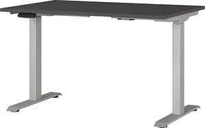 GERMANIA JET höhenverstellbarer Schreibtisch grafit rechteckig, T-Fuß-Gestell silber 120,0 x 80,0 cm