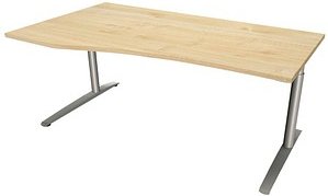 Thumbnail - fm fastline höhenverstellbarer Schreibtisch königsahorn Bogenform, C-Fuß-Gestell silber 180,0 x 80,0/100,0 cm