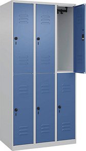 CP Spind Classic Plus lichtgrau, fernblau 080300-30 S10005, 6 Schließfächer 90,0 x 50,0 x 185,0 cm